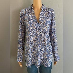 ANN TAYLOR FLORAL CAMP SHIRT BLOUSE SZ S